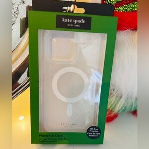 NIB♠️Kate Spade♠️Apple iPhone 15/14/13 or 16 Pro Max iridescent glitter MagSafe